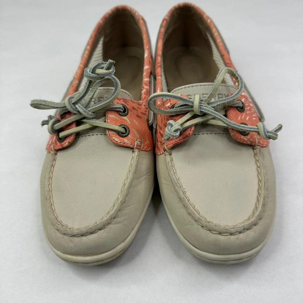 Sperry Womens Firefish Ivory Coral Boat Shoes 8.5 M‎ Leather Mesh